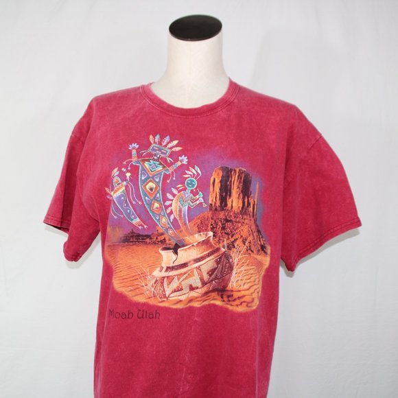 Vintage Y2K Adult Shirt The Mountain Native American Red Tie Dye Distressed Lg - Picture 2 of 8